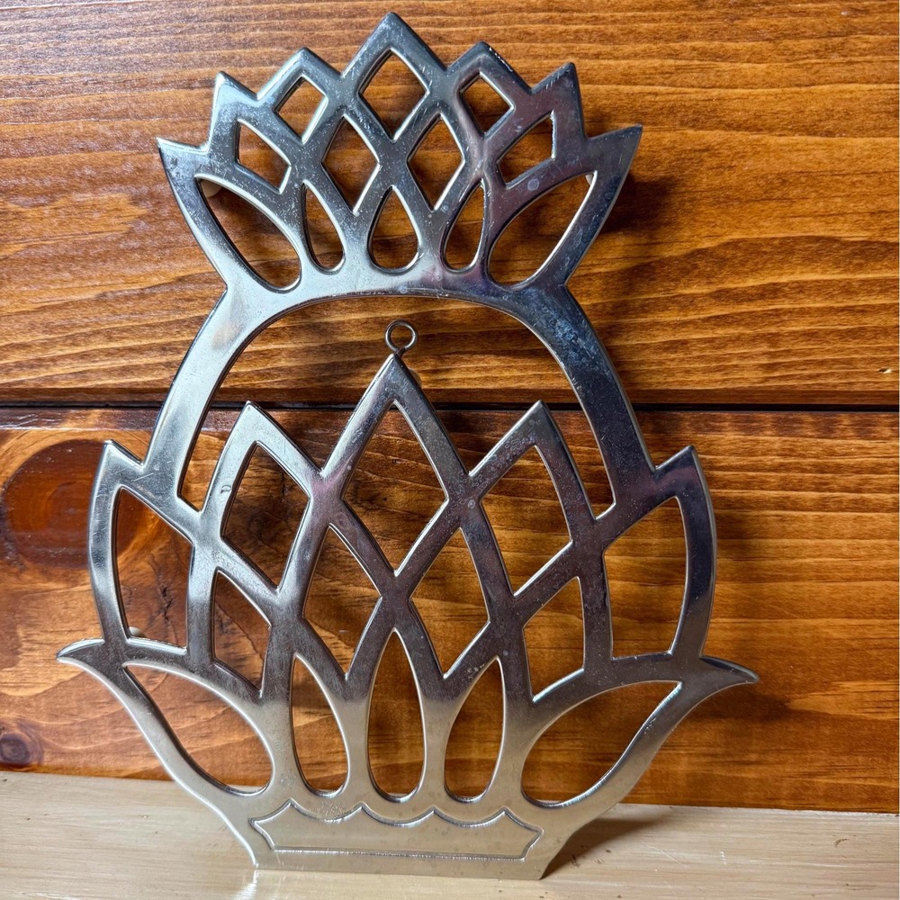 Leonard Silverplate Pineapple Trivet Vintage Footed Wall Hanging Made in Italy